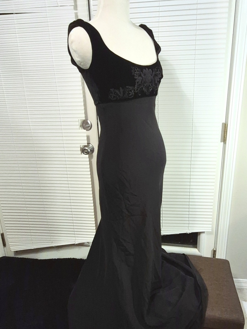 Ralph Lauren Black Embroidered Silk Evening Gown Vtg Designer Collection